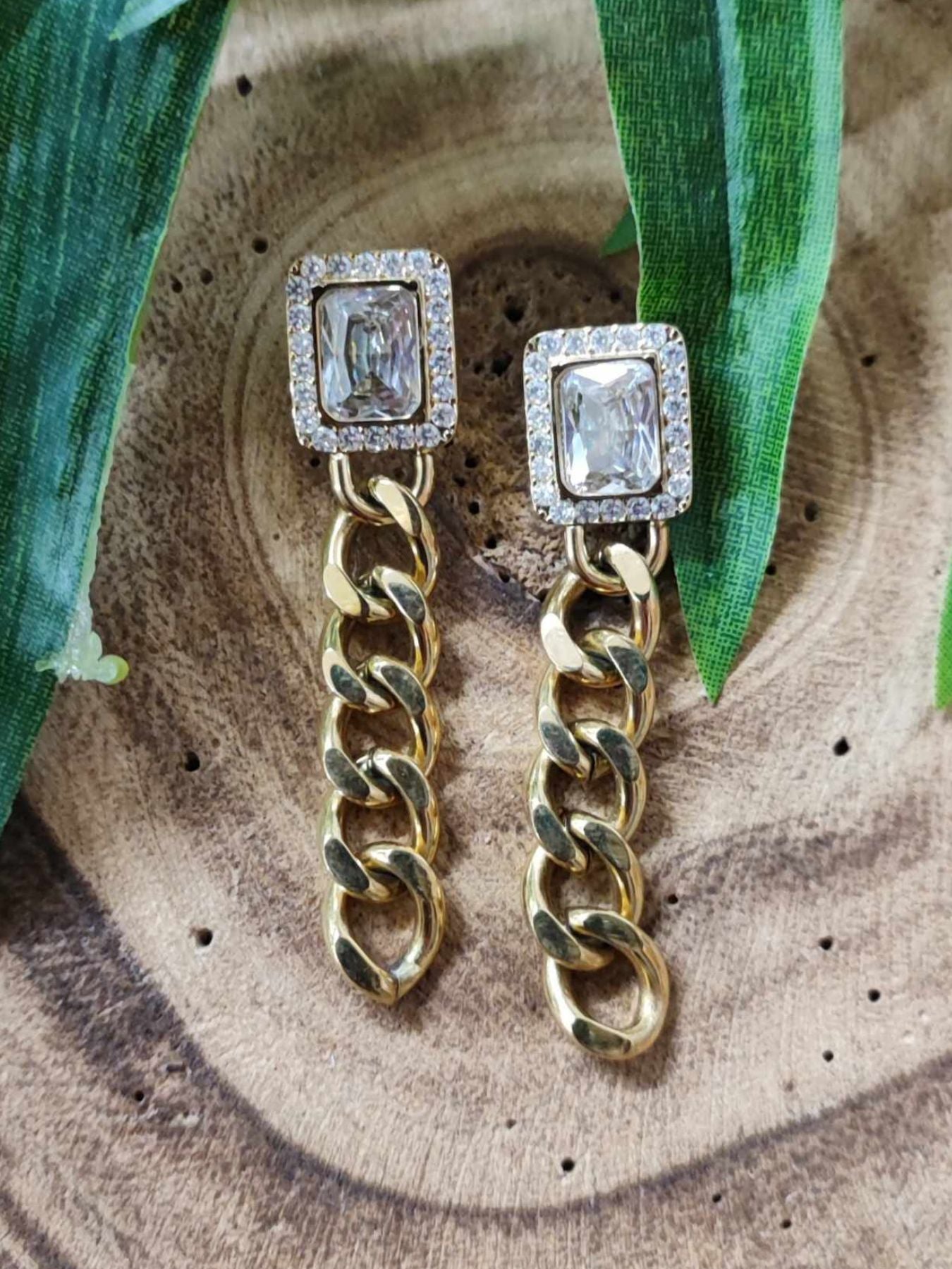 PENDIENTES CADENA STRASS
