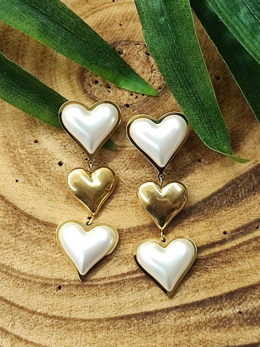 PENDIENTES CORAZON PERLA