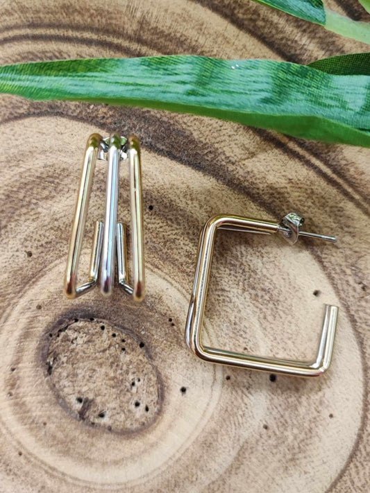 PENDIENTES CUADRI-BICOLOR