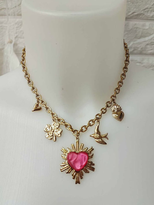 COLLAR CORAZON LLAMAS